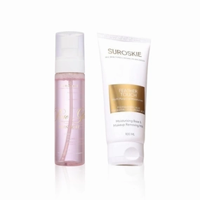 Your Base Makeup Combo (Setting Spray & Primer) | Rose Glass Skin Mist & Feather Touch Moisturizer (100ml each) | For Glowing Skin | Up to 72 Hrs | All Skin Types | For Men & Women
