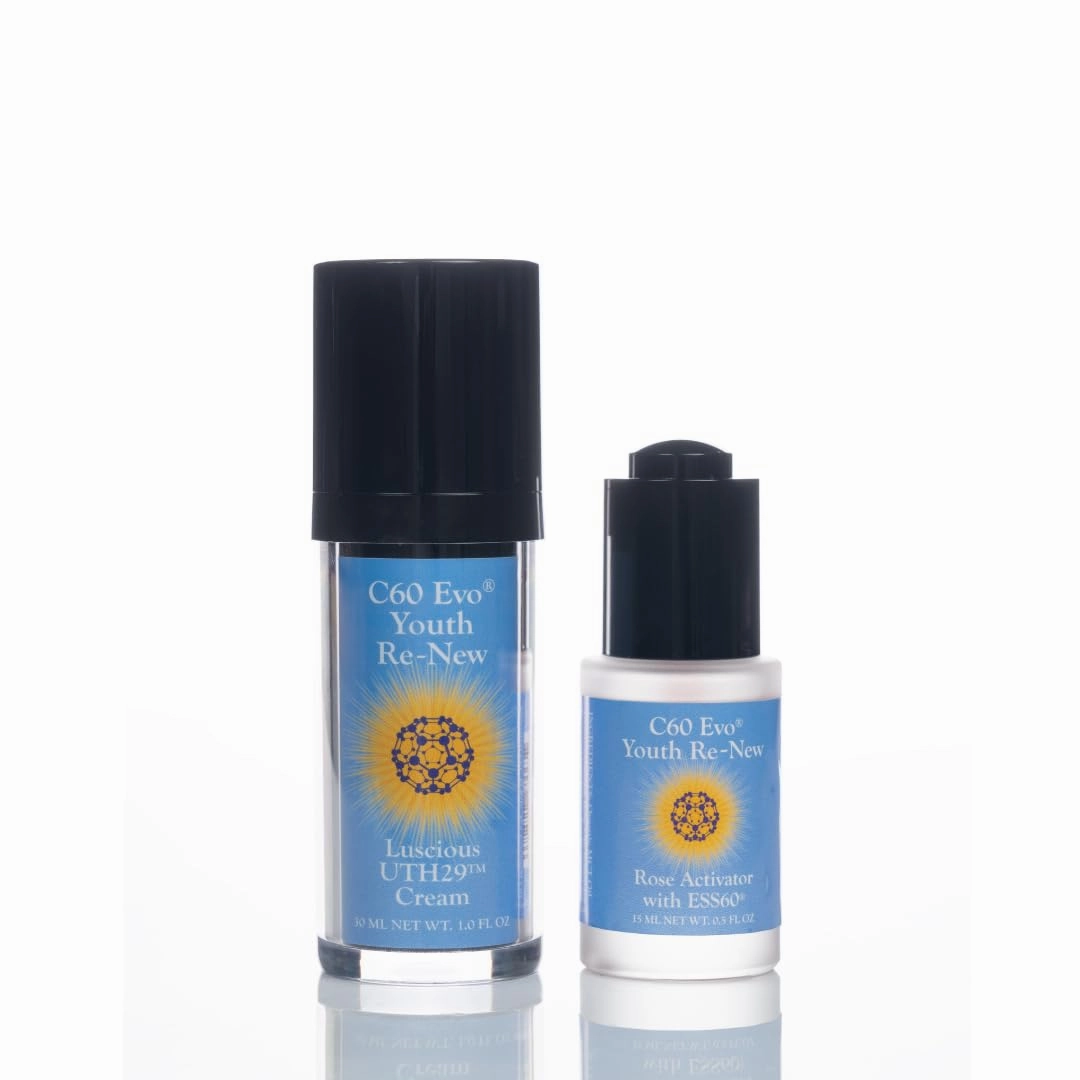Youth Re-New Luscious Advanced Facial Serum UTH29 Cream & Rose Activator Oil with ESS60 for a Rich, Moisturizing and Luxurious Skincare Routine for Face and Neck - 1.0oz Cream - 0.5oz Oil