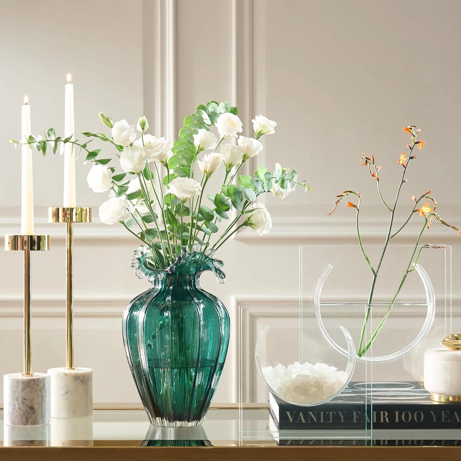 Z GALLERIE Clear Glass Vase, Glass Flower Vases for Centerpieces Home Decor, Solaris Vase for Wedding Housewarming Gift (Not Including Flowers), Large