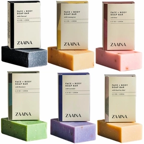 ZAAINA All Natural Soap - Moisturizing Soap Bars for Men, Women & Teens, Handmade Bath & Body Soap with no Harsh Chemicals, Made from Pure Oils, Butter and Essential Oils - Pack of 6 Soaps