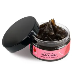 Zakia's Morocco Black Soap (Beldi) with Rose Blossom Scent - 100% natural, Body Scrub, Pure & Natural, Purifying, Cleansing, exfoliating for Hammam Ritual- 8.0 Oz / 226gr