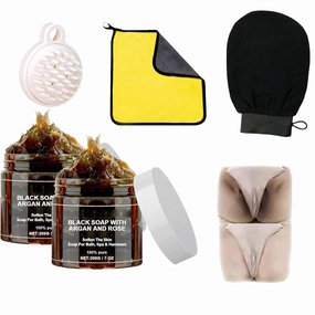 Zawina Morocco, Zawina Morocco Black Beldi Soap, Black Soap with Argan and Rose (2PCS Zawina Morocco)