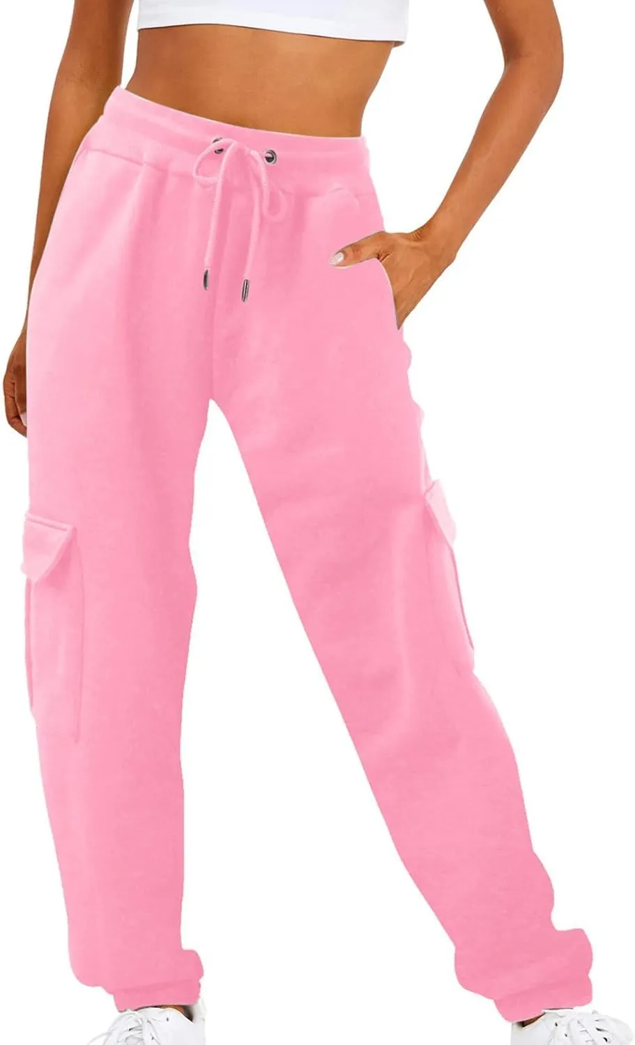 ZDRZK Womens Sweatpants Lace-Up Ankle Length Fleece Jogger Pants with Pockets Hiking Athletic Joggers Pants for Running